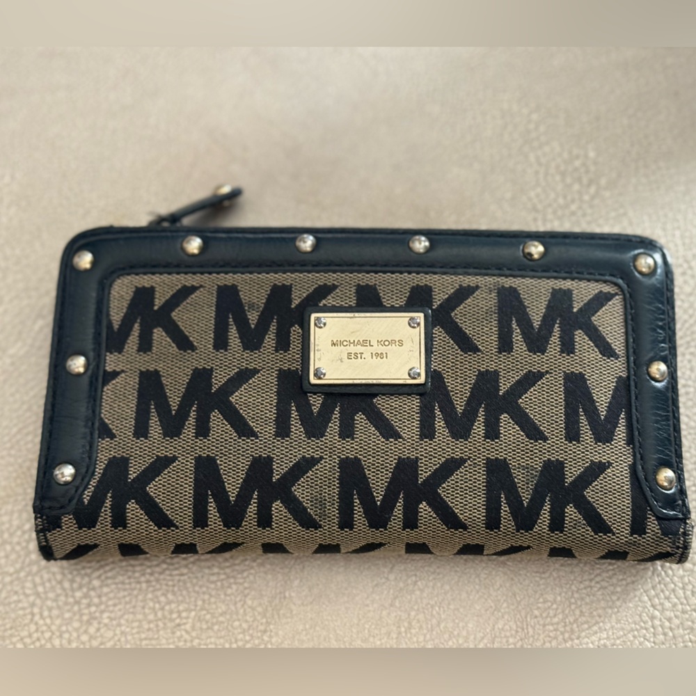 Michael Kors Black and Brown Logo Wallet